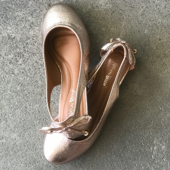 Nature Breeze Rose Gold Open Side Ballerina Flat - Picture 1 of 7